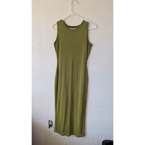 See You Monday Olive Green Sleeveless Bodycon Midi‎ Dress Casual